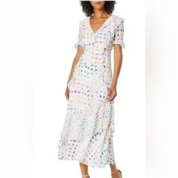 Monique Lhuillier White Dress with Colorful Patterns - Picture 3 of 6